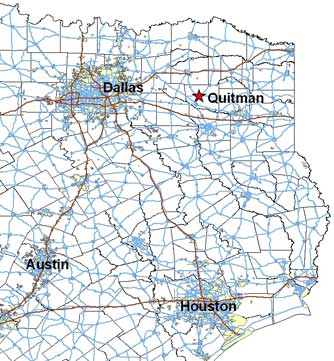 Location of Governor Hogg Shrine Park in relation to the state of Texas