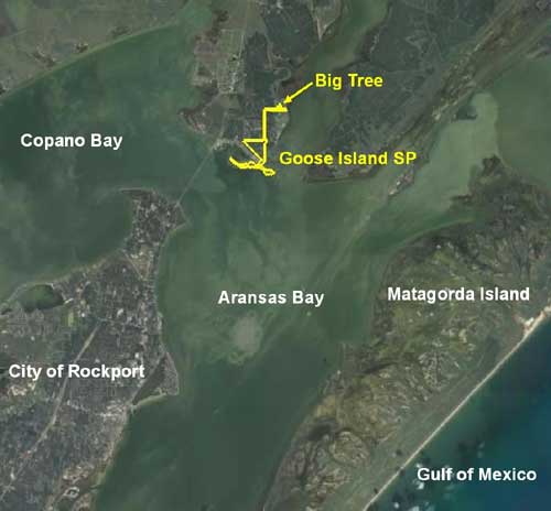 Location of proposed land exchange in relation to Goose Island State Park