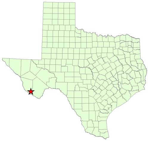 Location of Big Bend Ranch State Park in relation to the state of Texas