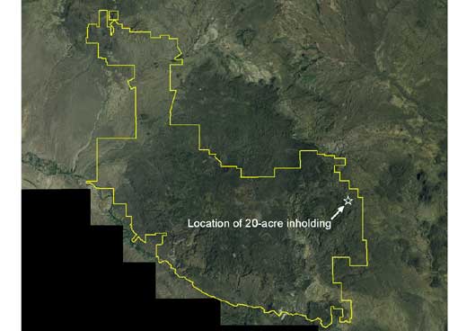 Location of 20-acre inholding in relation to Big Bend Ranch State Park