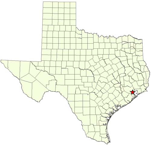 Location of Harris County in relation to the State of Texas