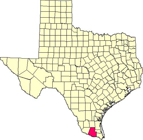 Location of Hidalgo County in relation to the State of Texas