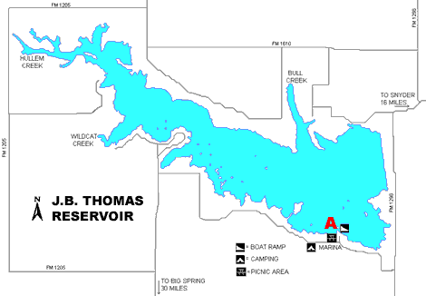 thomas lake reservoir tx texas map marina ramp fishboat recreational lakes tpwd fish boat