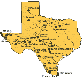 Texas Buffalo Soldier fort locations map